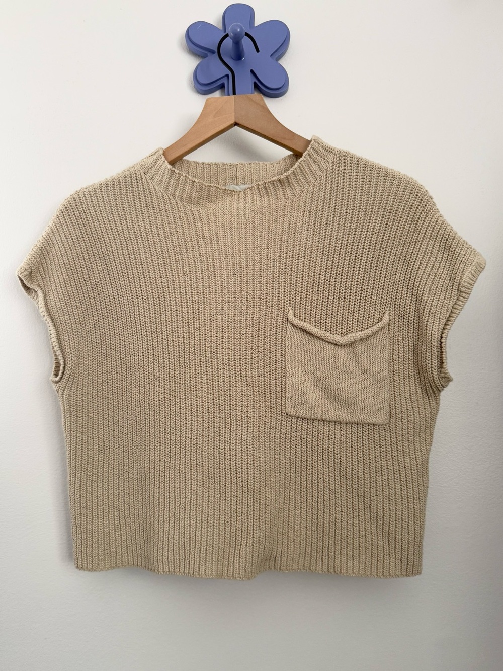 Free People XS Freya Crop Sweater Sand Oatmeal Bone Lounge Minimal Neutral Knit